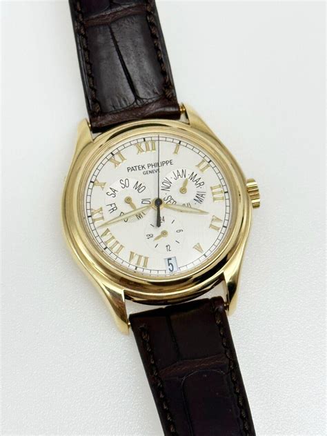 patek philippe yellow gold annual calendar wristwatch ref 5035j-001|Patek Philippe Annual Calendar 5035J .